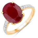 Ring - 14 karaat Geel goud - 4.46ct. tw. Robijn - Diamant -, Nieuw