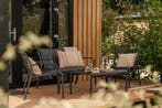 Stripe stoel-bank loungeset antraciet 4-delig, Verzenden, Nieuw, Kunststof, Loungeset