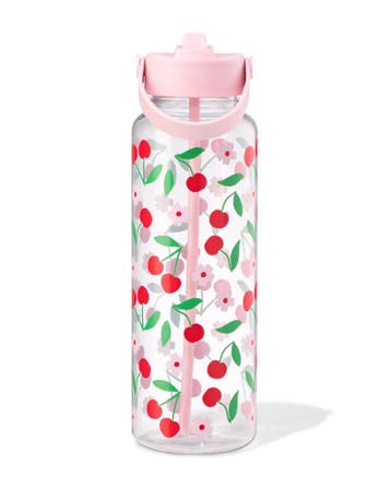 HEMA Waterfles 1150ml met rietje kersen, Verzenden, Nieuw