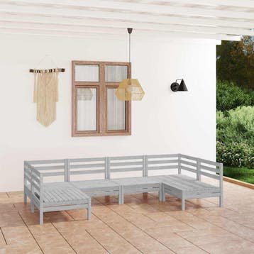 vidaXL 6-delige Loungeset massief grenenhout wit, Verzenden, Nieuw, Loungeset