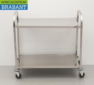 HCB RVS Serveerwagen Dienwagen 2 lagen 95 cm Horeca, Ophalen of Verzenden, Nieuw in verpakking