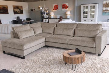 Hoekbank Naarden-Express - velvet banken - Taupe, Nieuw, 150 cm of meer, Stof, 300 cm of meer