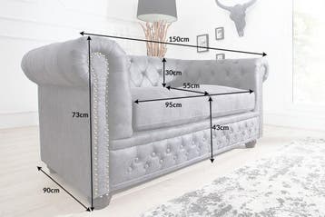 Chesterfield 2-zitsbank 150 cm antiek grijs microvezel, Ophalen of Verzenden, Nieuw