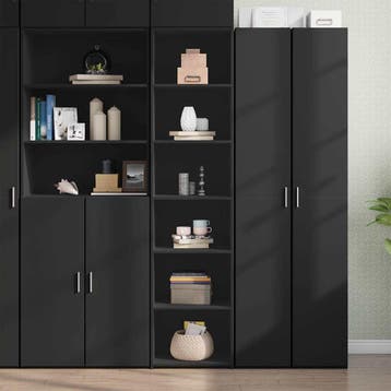 vidaXL buffetkast 45x41x185 cm bewerkt hout zwart, Huis en Inrichting, Minder dan 50 cm, Verzenden, Nieuw, Minder dan 100 cm