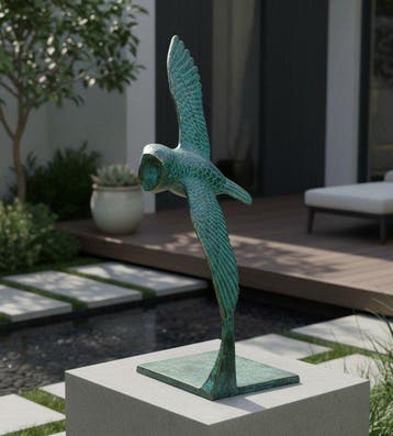 Ben Wouters (XX) - sculptuur, Flying Owl - 53 cm - Brons