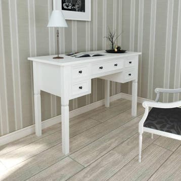 vidaXL Schrijftafel met 5 lades wit, Verzenden, Nieuw
