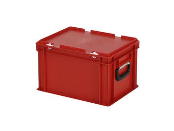 Koffer - 400 x 300 x H 250 mm - rood - stapelbak met deksel, Ophalen of Verzenden, Nieuw