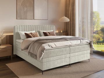 Elektrische Boxspring Monza - Teddy Beige - 140 x 200 cm, Verzenden, Beige, Nieuw, 140 cm