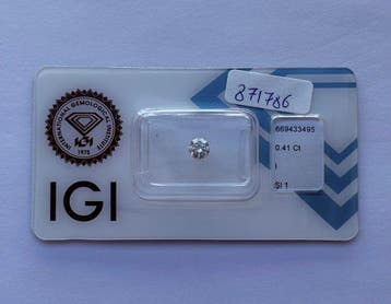 1 pcs Diamant (Natuurlijk) - 0.41 ct - Rond - I - SI1 -, Nieuw