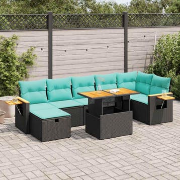 vidaXL 8-delige Loungeset met kussens poly rattan acacia, Verzenden, Nieuw, Loungeset