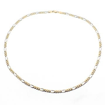 Bicolor gouden figaro schakelketting; Midas, Ophalen of Verzenden, Gebruikt, Overige kleuren, Goud
