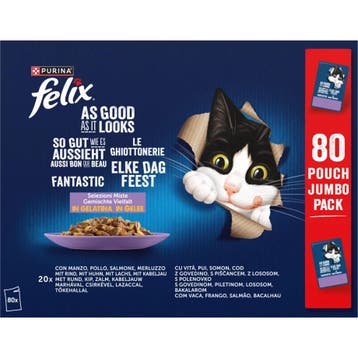 Felix Elke Dag Feest Kattenvoer Nat Pouch Gelei Mix Selec..., Verzenden, Kat