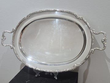 Gran bandeja francesa de servicio en metal plateado – estilo, Antiek en Kunst