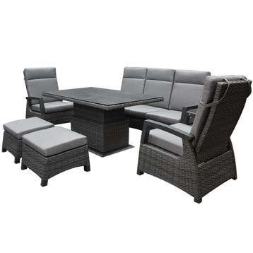 Dallas stoel bank loungeset 6 delig verstelbaar antraciet, Tuin en Terras, Ophalen of Verzenden, Nieuw, Wicker