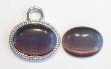 3 x Plaksteen glas cate-eye ovaal donker Amethist 20 mm (..., Ophalen of Verzenden, Nieuw, Overige typen