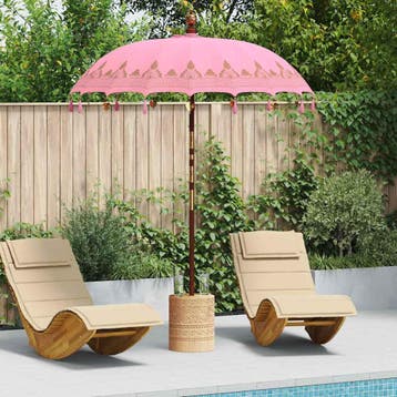 vidaXL Balinese parasol met basis Roze 185 x 185 x 260 cm, Verzenden, Nieuw, 1 tot 2 meter