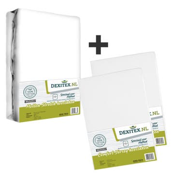 Textielpakket Hefbed 1 Molton + 2 Jersey hoeslakens, Verzenden, Nieuw, Wit, Overige typen