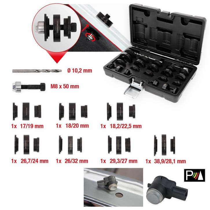 KS Tools PDC Gatenponsset 23-delig – Parkeersensor Gaten, Auto diversen, Autogereedschap, Nieuw, Verzenden