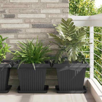 vidaXL Vierkante Bloemenschotel 6 st Zwart 36 x 36 x 2,5 cm, Kunststof, Minder dan 30 cm, Verzenden, Minder dan 60 cm