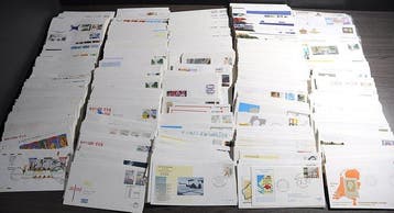 Nederland - Doos vol met 100-den onbeschreven FDCs en, Gestempeld