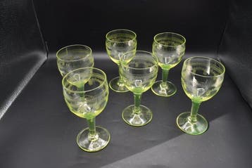 Wijnglas (6) - Uraniumglas - 6 glazen wijn Urane