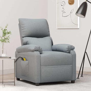 vidaXL Massagestoel elektrisch stof lichtgrijs, Verzenden, Nieuw