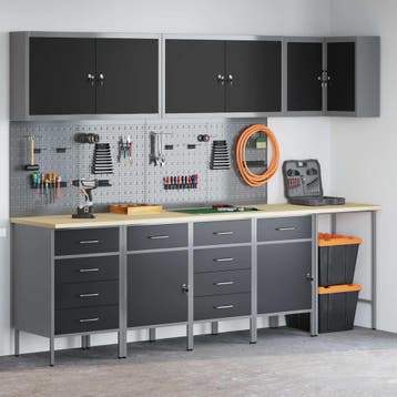 vidaXL Werkkast set met lade met plank met opslag 12 st, Verzenden, Nieuw