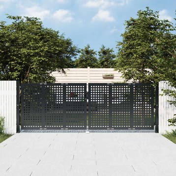 vidaXL Tuinpoort Antraciet 300x100 cm Staal, Verzenden, Nieuw