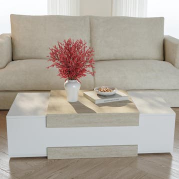 Salontafel Eljak 110x57x31 cm wit en travertin [en.casa], Verzenden, Nieuw