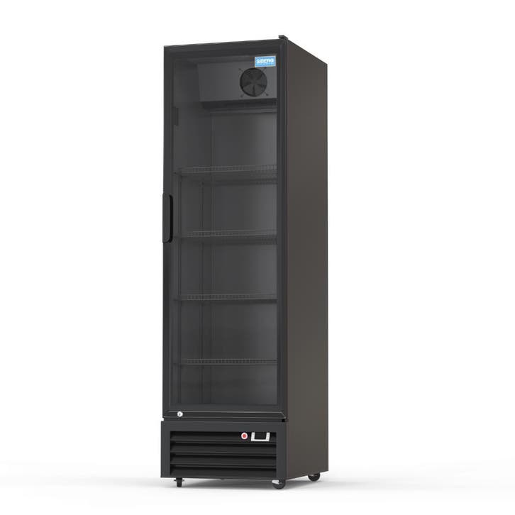 Compleet zwarte glas deur koelkast, Zakelijke goederen, Horeca | Keukenapparatuur, Nieuw in verpakking, Koelen en Vriezen, Verzenden