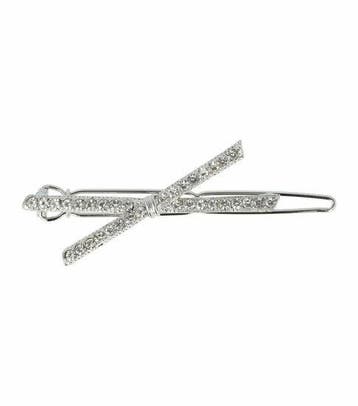 Haarspeld Haarclip 4,5cm - Strik - Strass Steentjes - Zilver, Nieuw
