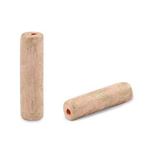 5 x DQ Grieks keramiek kralen gold spot tube Blush peach..., Ophalen of Verzenden, Nieuw, Kraal