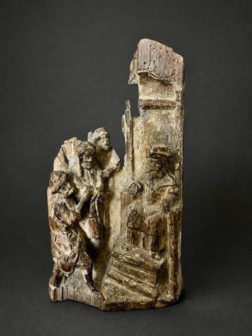 Christus voor Pontius Pilatus 15e eeuw - Polychroom hout -, Antiek en Kunst