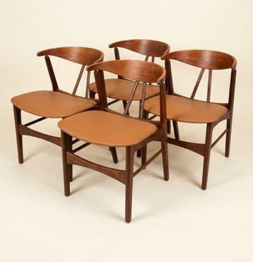 Eetkamerstoel - Hout, Synthetisch leder - Set van vier