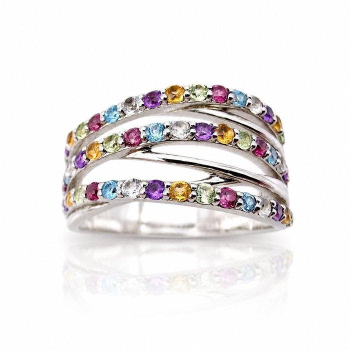 Zonder minimumprijs - Ring Zilver - Meerdere stenen, Sieraden, Tassen en Uiterlijk, Ringen