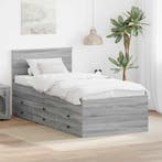 vidaXL Slaapbank Grijs Sonoma en Zwart 100 x 200 cm Bewerkt, Verzenden, Nieuw, Grijs, Hout