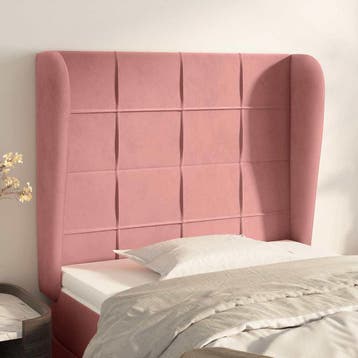 vidaXL Hoofdbord met randen 103x23x118/128 cm fluweel roze, Verzenden, Nieuw, Stof