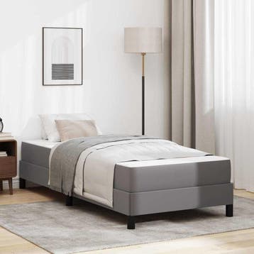 vidaXL Bedframe met matras Grijs 80 x 200 cm Stof, Verzenden, Nieuw, Grijs, Stof
