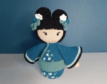 Crochet Kit byClaire Kokeshi Aoi - Blue (English Pattern), Ophalen of Verzenden, Nieuw, Breien of Haken, Wol of Garen