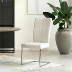 Leren eetkamerstoel Dare - Toledo Bianco (gebroken wit) -, Huis en Inrichting, Stoelen, Wit, Nieuw, Ophalen of Verzenden, Industrieel, Modern