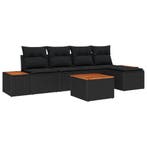 vidaXL Tuinbankenset met kussen 6 pcs Zwart Poly riet, Verzenden, Nieuw, Rotan