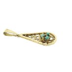 Vintage gouden hanger met turquoise. (Hanger of bedel), Ophalen of Verzenden, Gebruikt, Goud, Overige merken