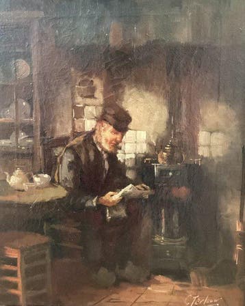 C. Terlouw(1890-1948) - Man met pijp en krant
