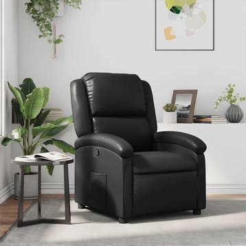 Relaxstoel zwart | Kunstleer | Tweedekansje | OP=OP, Huis en Inrichting, Overige materialen, Nieuw, 75 tot 100 cm, Ophalen of Verzenden