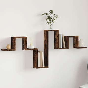 vidaXL Wandschap 104,5x10x43 cm bewerkt hout gerookt, Huis en Inrichting, Verzenden, Nieuw