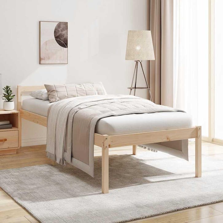 vidaXL Seniorenbed massief grenenhout 90x190 cm, Huis en Inrichting, Slaapkamer | Bedden, 90 cm, 190 cm of minder, Bruin, Eenpersoons