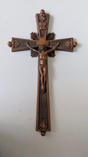 Crucifix - Legering, Metaal, Messing, Koper - 1950-1960 -