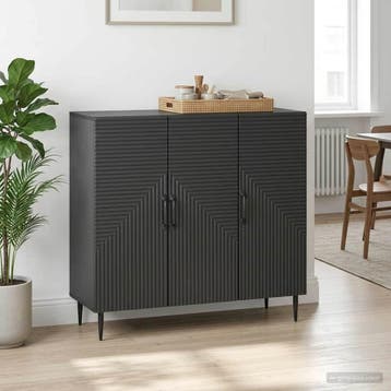 vidaXL Dressoir Zwart 89 x 34,5 x 80 cm Bewerkt hout, Verzenden, Nieuw, Overige houtsoorten, Minder dan 50 cm
