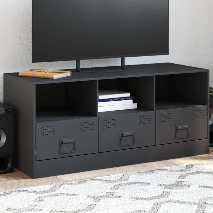 vidaXL Tv-meubel 99x39x44 cm staal antracietkleurig, Huis en Inrichting, Kasten | Televisiemeubels, Nieuw, Metaal, Verzenden