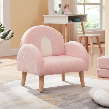 Kinderfauteuil Sorreindi 50x50x45 cm roze [en.casa], Verzenden, Nieuw